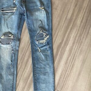 MNML Light Blue Distressed Slim Jeans